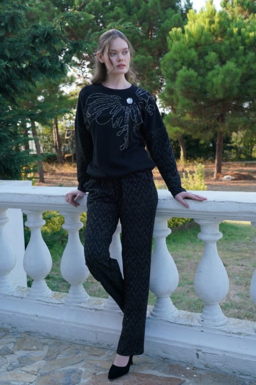 İPEKMOOD Yaka detaylı pijama takımı İPK2386