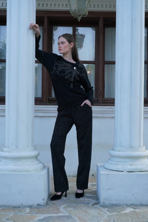 İPEKMOOD Yaka detaylı pijama takımı İPK2386