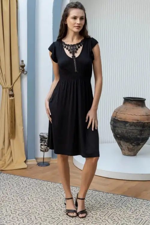 İPEKMOOD YAKA DETAYLI ELBİSE İPK2309