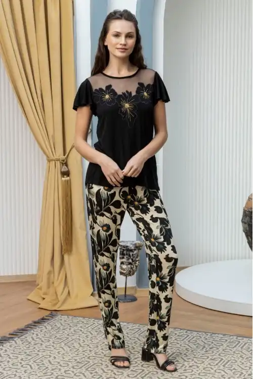 İPEKMOOD NAKIŞ DETAYLI PİJAMA TAKIMI İPK2325