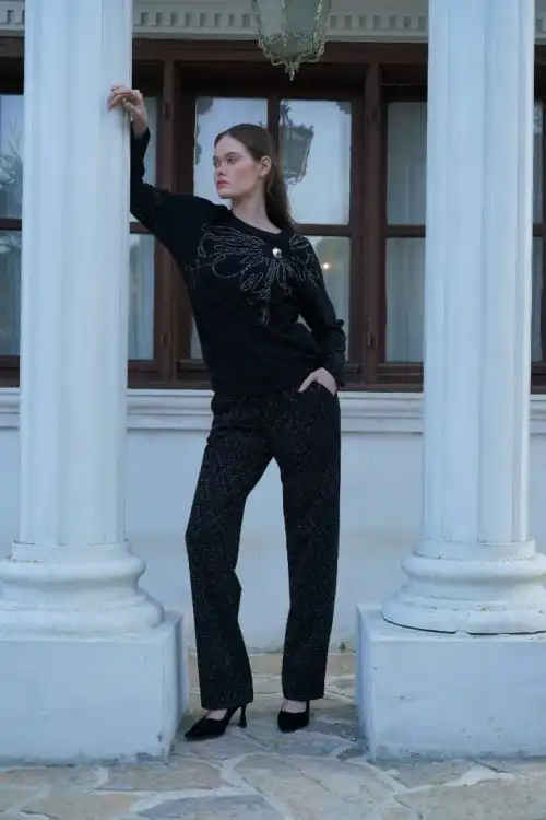 İPEKMOOD Yaka detaylı pijama takımı İPK2386
